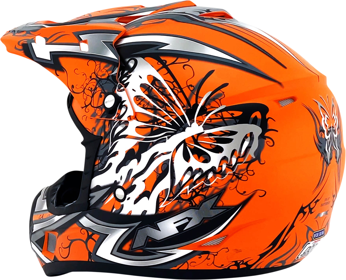 AFX FX-17Y Motorcycle Helmet - Butterfly - Matte Orange - Small 0111-1381