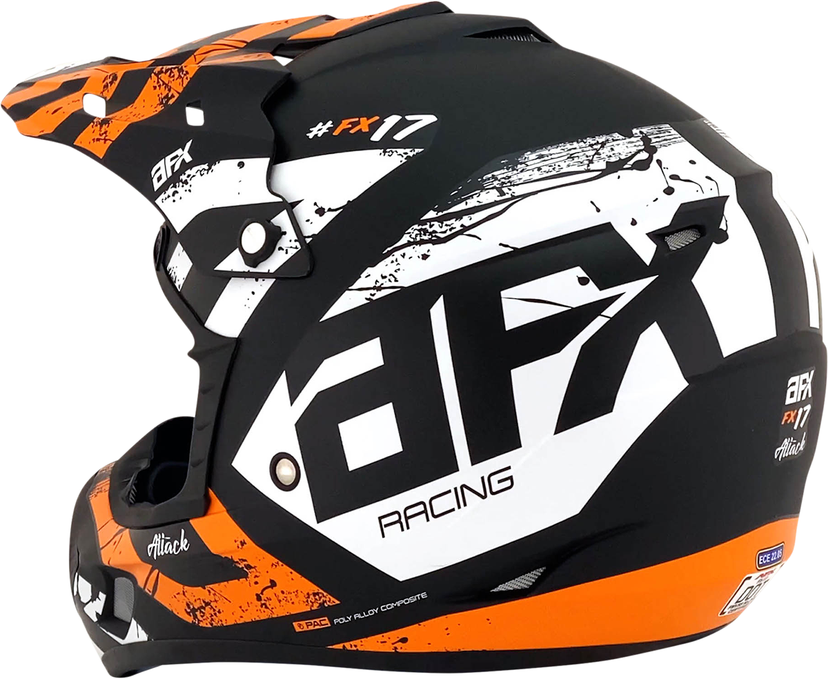 AFX FX-17Y Motorcycle Helmet - Attack - Matte Black/Orange - Medium 0111-1406