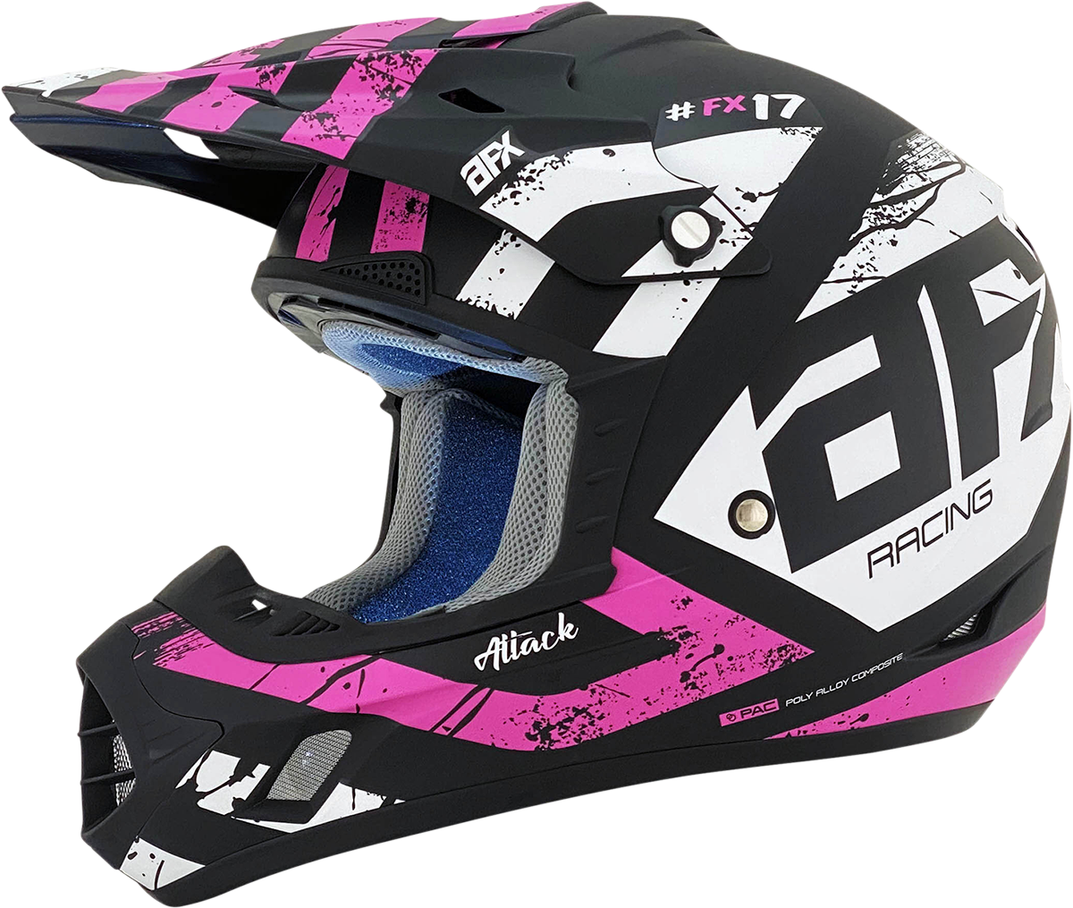 AFX FX-17Y Motorcycle Helmet - Attack - Matte Black/Fuchsia - Large 0111-1413