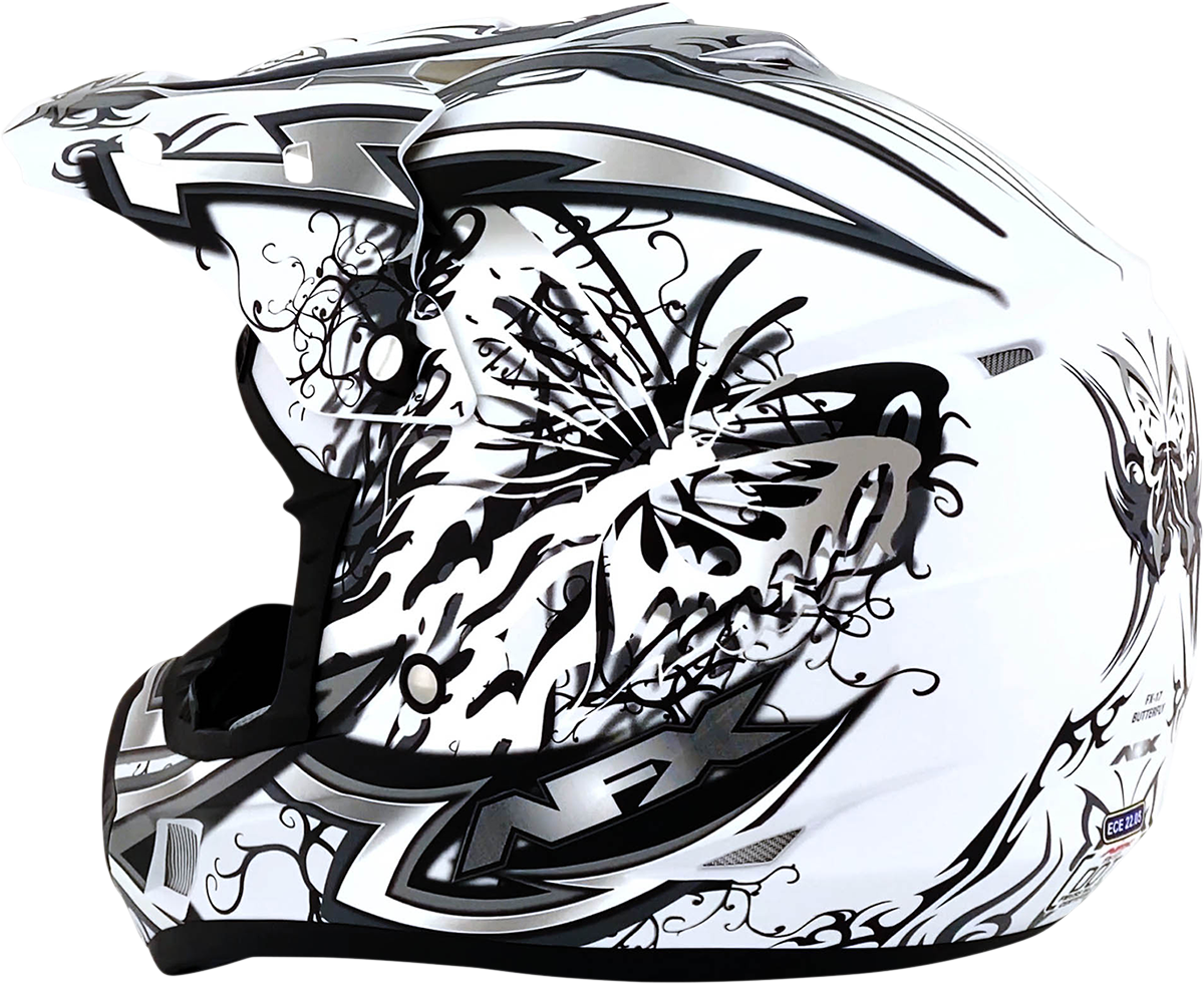 AFX FX-17Y Motorcycle Helmet - Butterfly - Matte White - Small 0111-1390