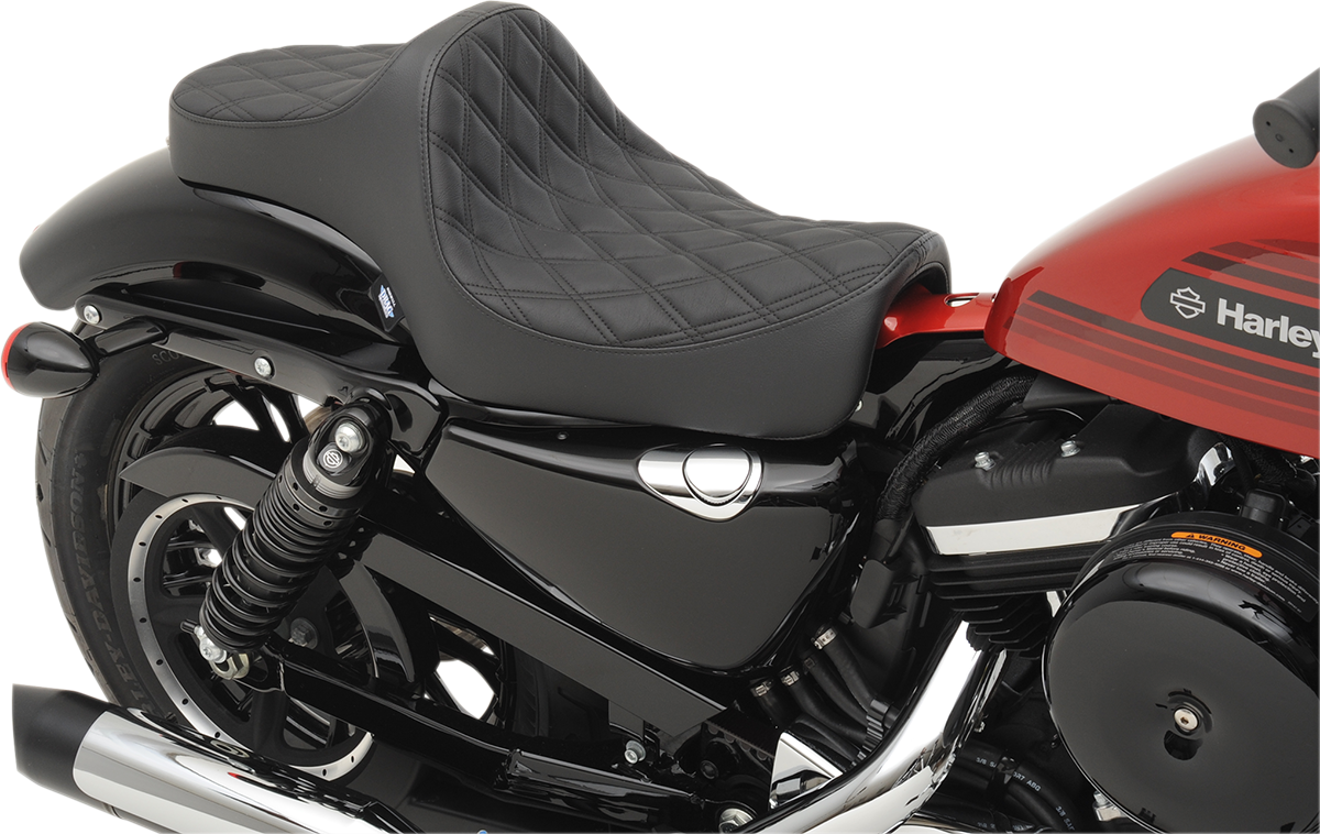 DRAG SPECIALTIES Predator III Seat - Double Diamond - Black Stitching - '04-'22 XL NO RUBBER BUMPERS 0804-0729