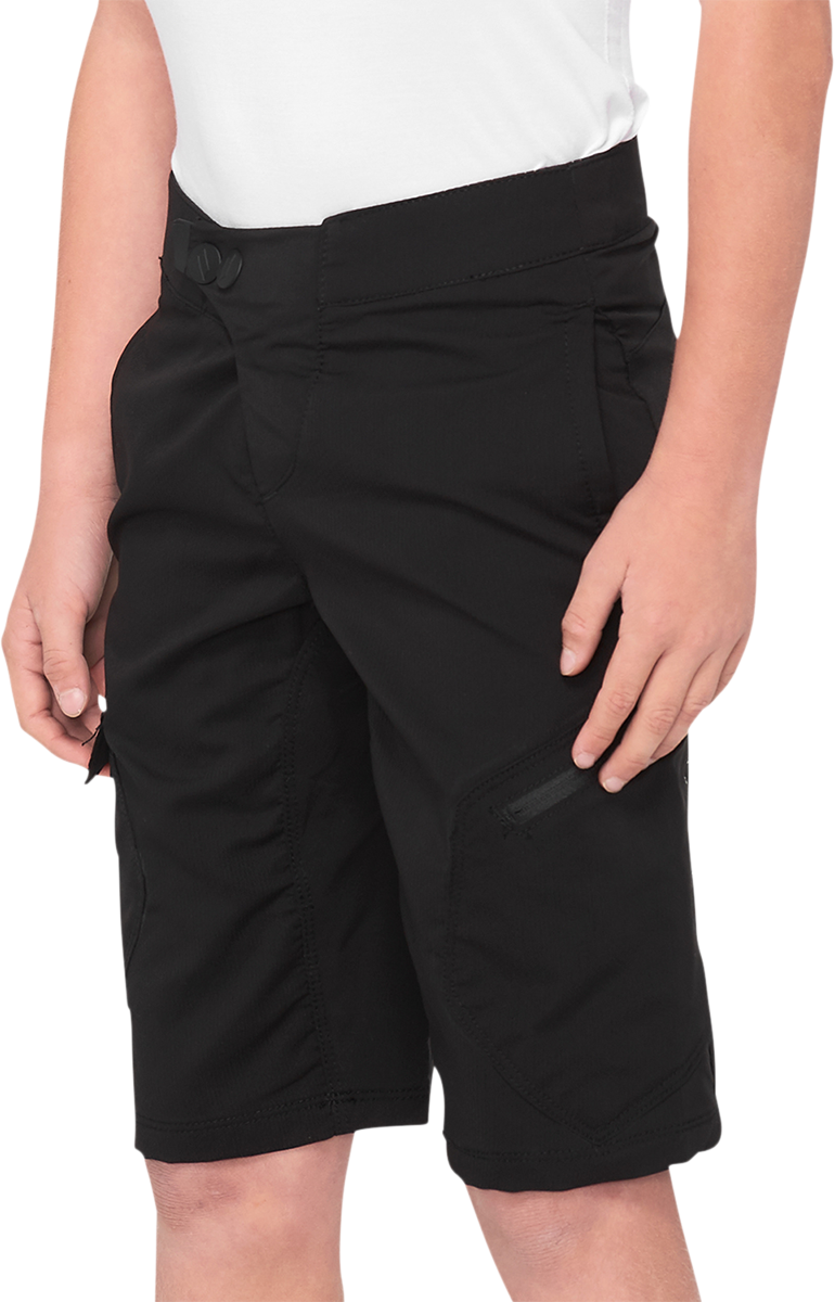 100% Youth Ridecamp Shorts - Black - US 22 40033-00000