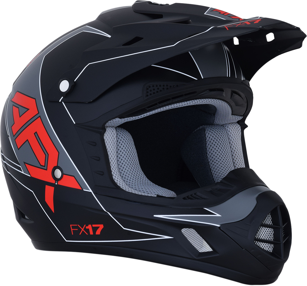 AFX FX-17 Motorcycle Helmet - Aced - Matte Black/Red - Large 0110-6486