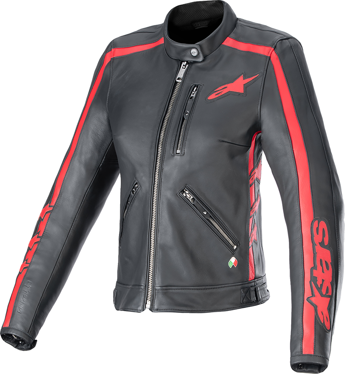 ALPINESTARS Women Stella Dyno Leather Jacket - Black/Haute Red - Medium 3113924-1346-M