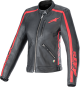 ALPINESTARS Women Stella Dyno Leather Jacket - Black/Haute Red - Medium 3113924-1346-M