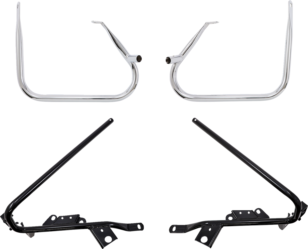 DRAG SPECIALTIES Saddlebag Support Brackets - Chrome - 09-13FLT CHRM GUARDS/BLK SUPPORTS 21058