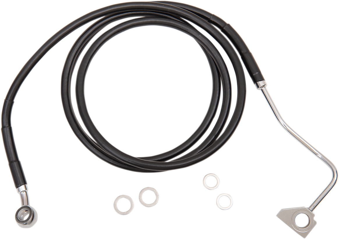 DRAG SPECIALTIES Brake Line - Front - Black - +6" with ABS 614220-6BLK