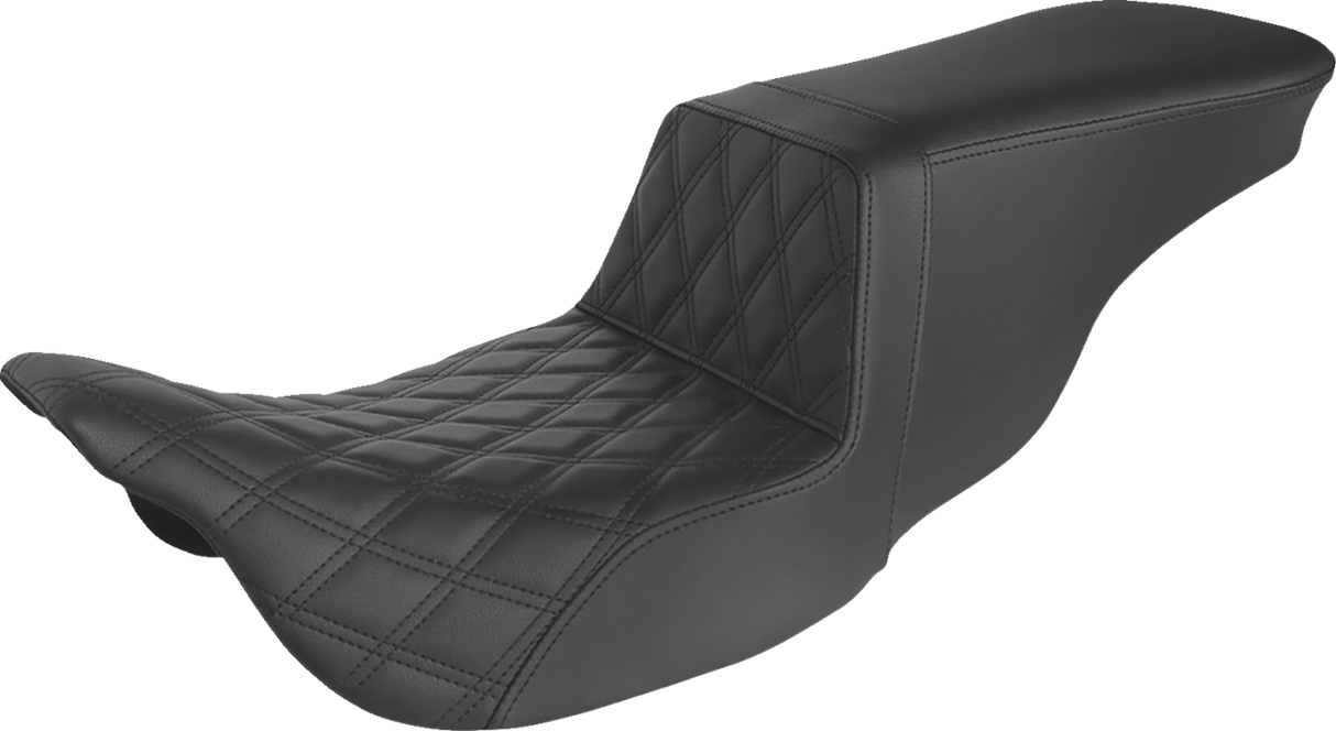 SADDLEMEN Step-Up Seat - Front Lattice Stitch - Black - FLH 808-07B-192