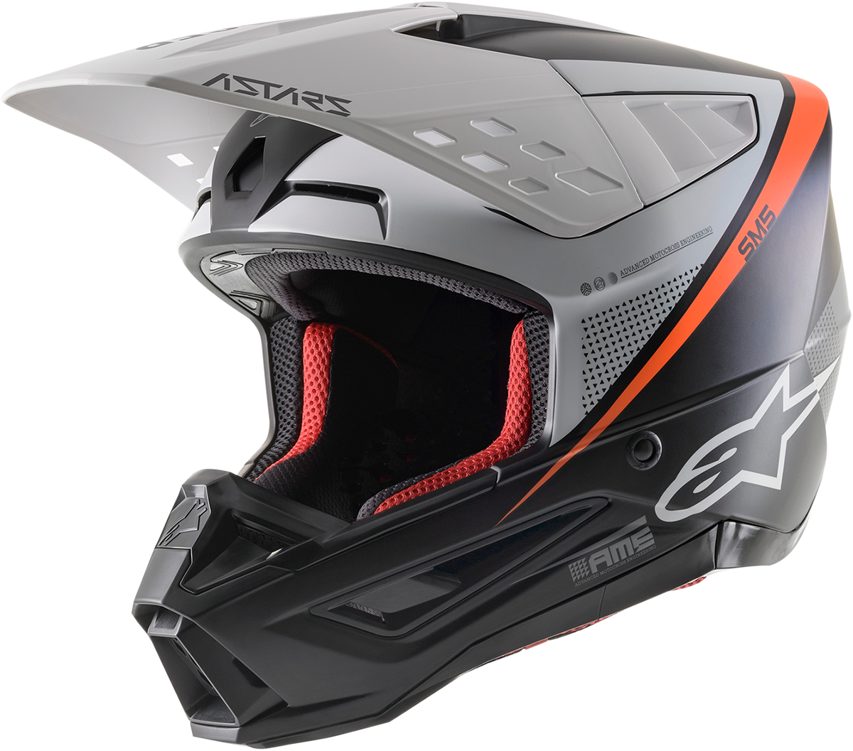 ALPINESTARS SM5 Motorcycle Helmet - Rayon - Black/White/Orange - Medium 8304121-1242-MD