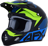 AFX FX-17 Motorcycle Helmet - Aced - Blue/Lime - Medium 0110-6500