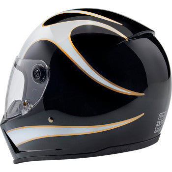 BILTWELL Lane Splitter Motorcycle Helmet - Gloss Black/White Flames - XS 1004-570-501