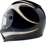 BILTWELL Lane Splitter Motorcycle Helmet - Gloss Black/White Flames - 2XL 1004-570-506