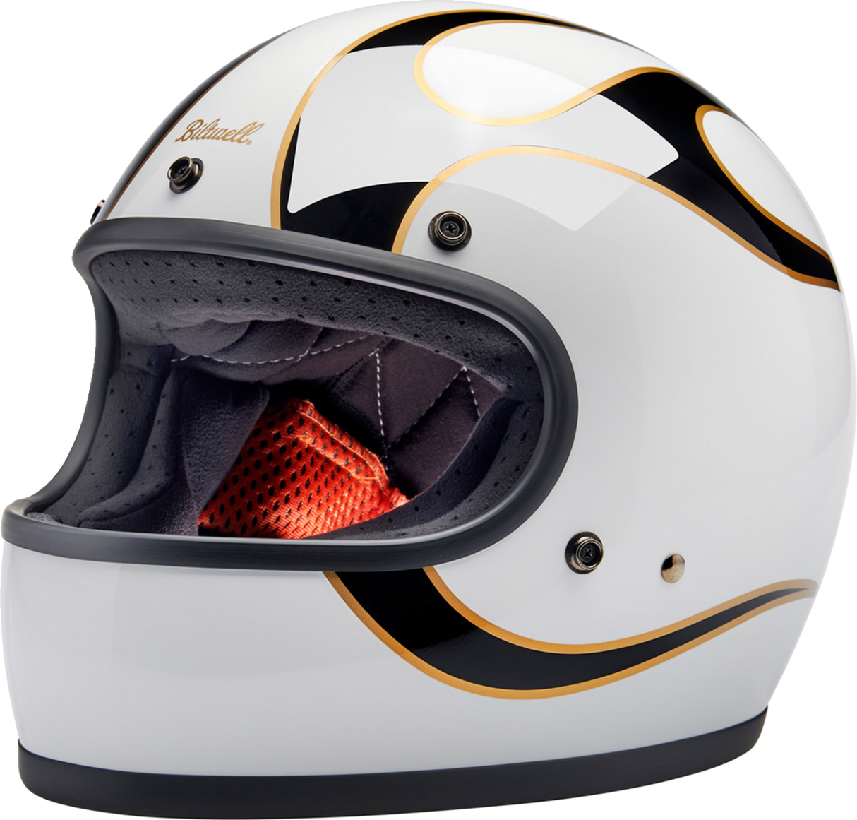 BILTWELL Gringo Motorcycle Helmet - Flames - White/Black - XS 1002-561-501