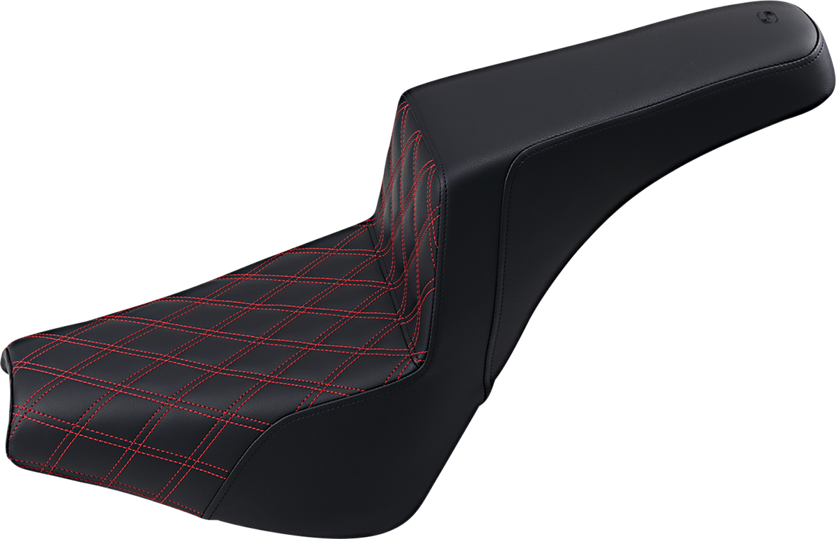 SADDLEMEN Step-Up Seat - Front Lattice Stitch/With Red Stitching - Black 818-30-172RD