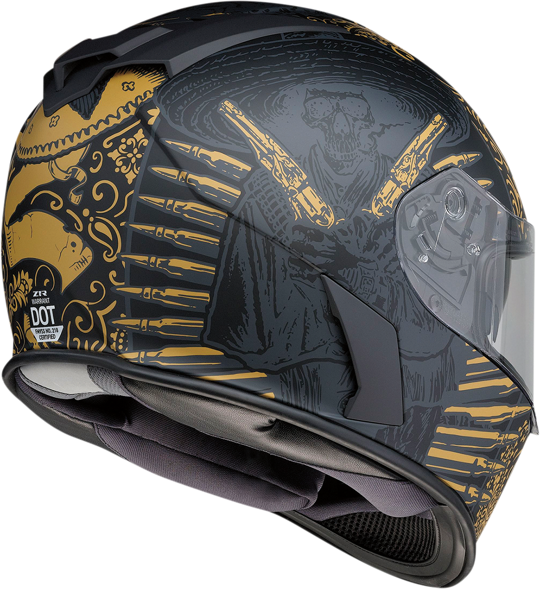 Z1R Warrant Motorcycle Helmet - Sombrero - Black/Gold - Small 0101-14171