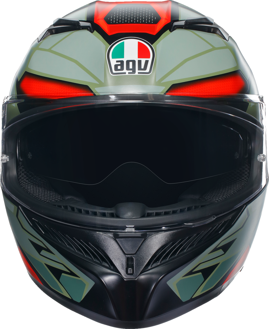 AGV K3 Motorcycle Helmet - Decept - Matte Black/Green/Red - Small 2118381004010S