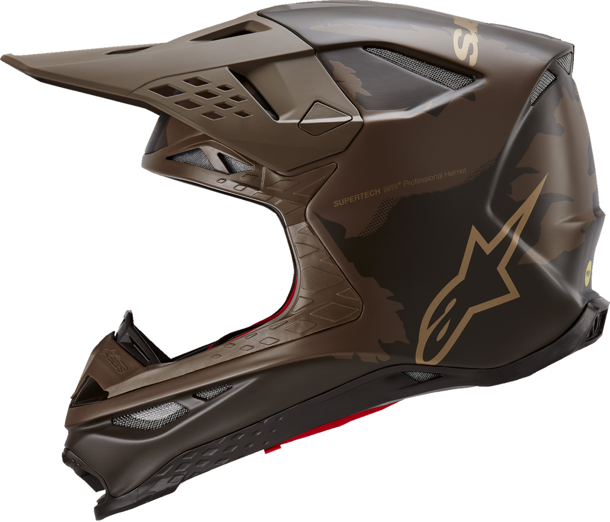 ALPINESTARS Supertech M10 Motorcycle Helmet - Squad - MIPS® - Dark Brown/Gold - Small 8302823-839-SM