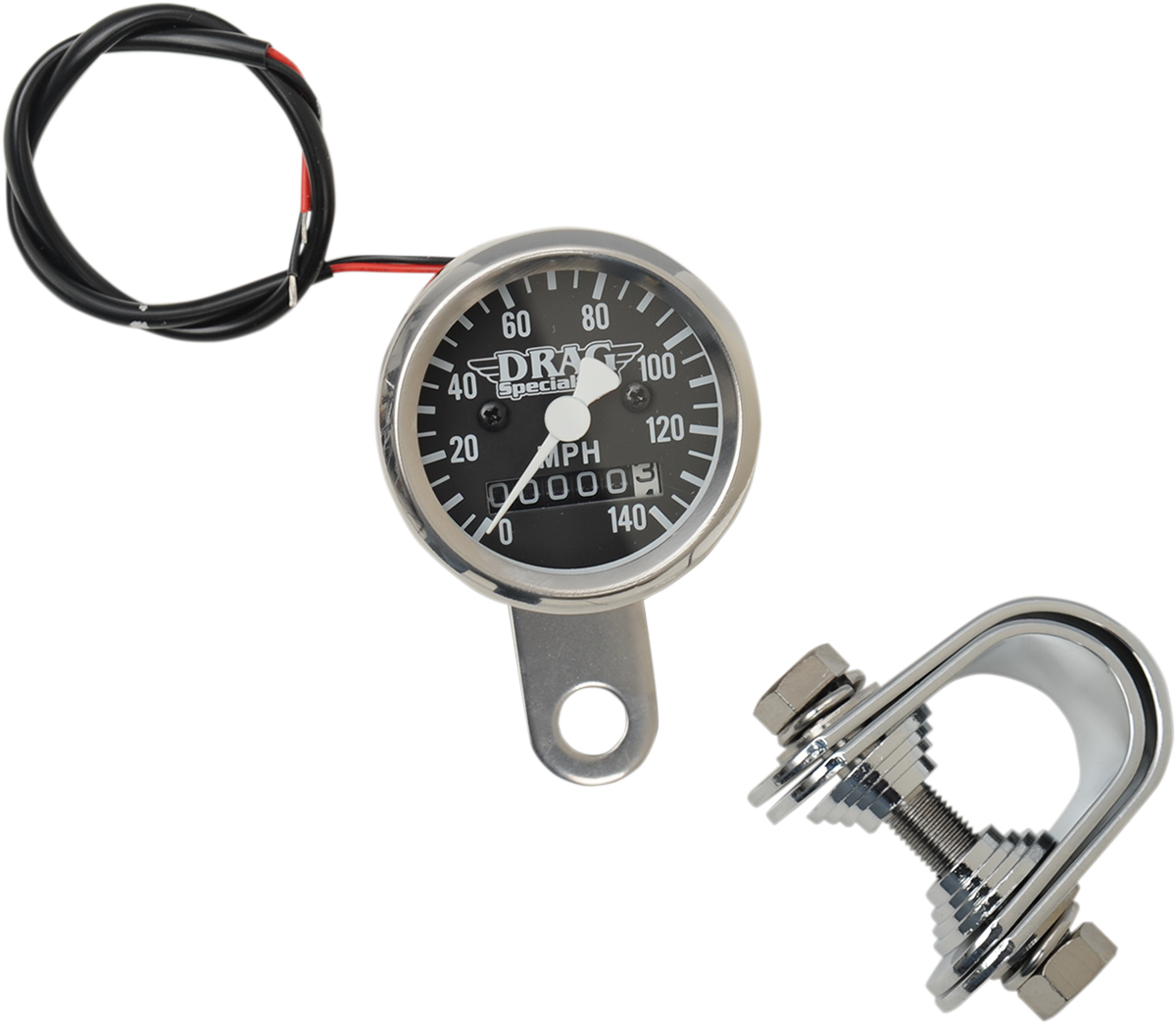 DRAG SPECIALTIES Mini Speedometer - Black - 2240:60 Ratio - 1-7/8" 21-6960DS-BX15A