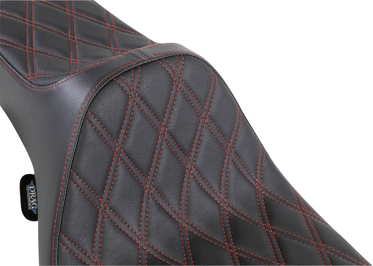 DRAG SPECIALTIES Extended Reach Predator III Seat - Double Diamond - Black w/ Red Thread NOT A 2-UP SEAT 8011371