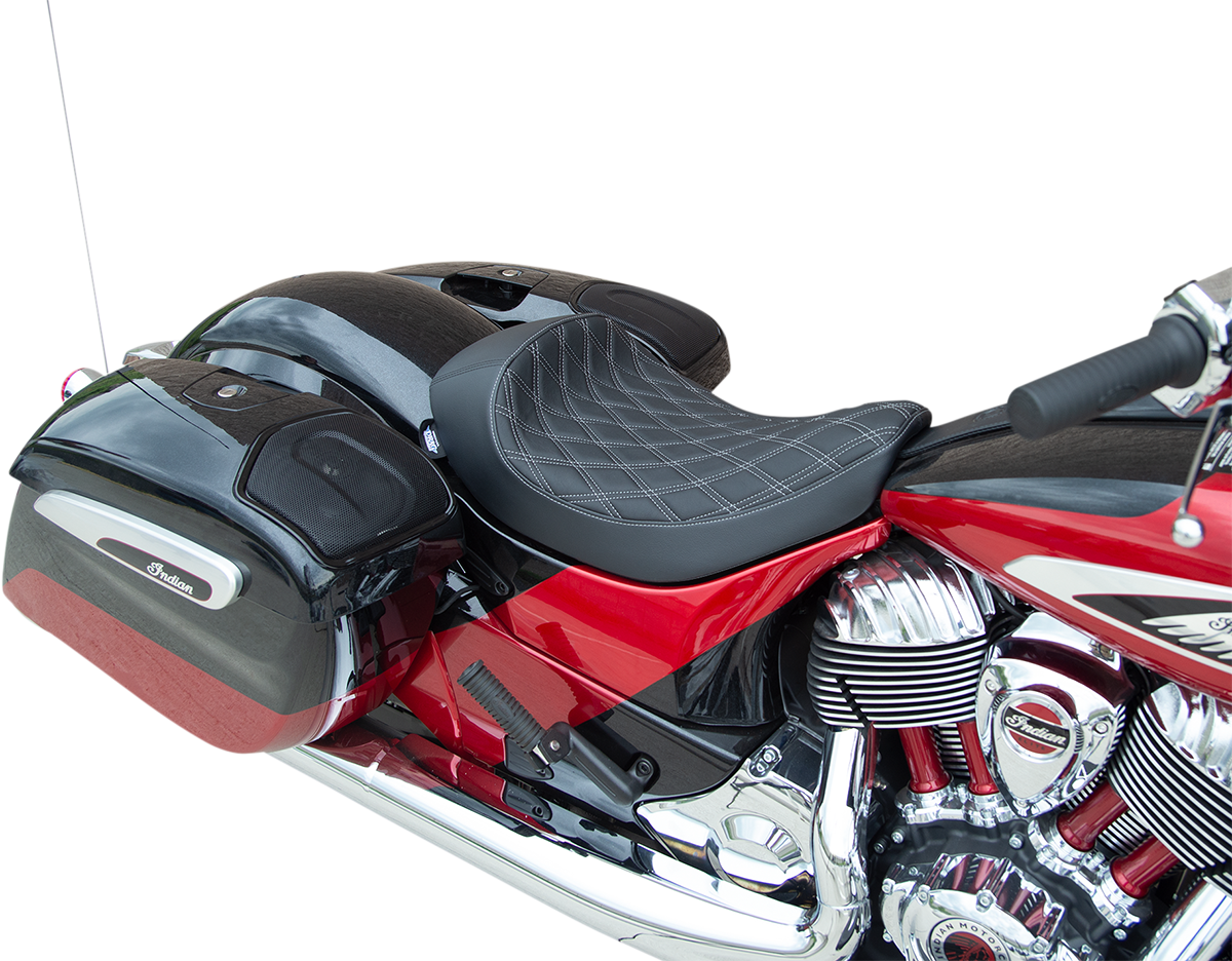 DRAG SPECIALTIES Solo Seat - Double Diamond - Silver Stitching - '14-'22 Indian 0810-2268