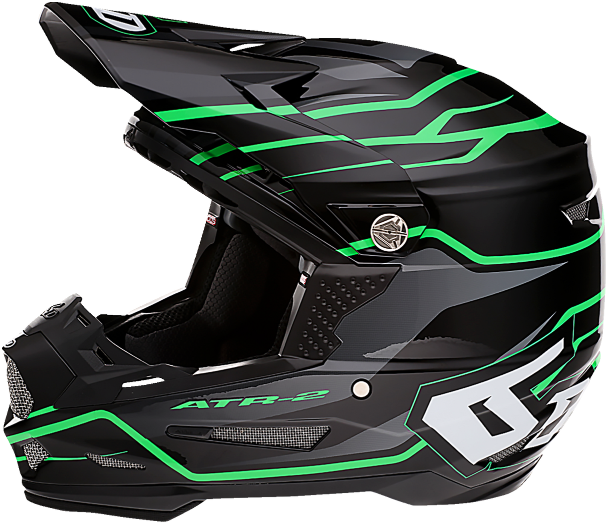 6D ATR-2 Motorcycle Helmet - Phase - Black/Green - Large 12-2847