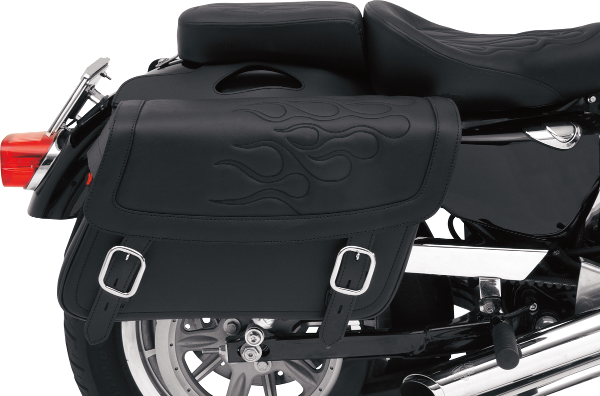 SADDLEMEN Flame Saddlebag - Black - Jumbo X021-05-0421