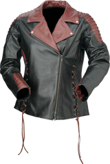 Z1R Women's Combiner Leather Jacket - Black/Red - XS 2813-1009