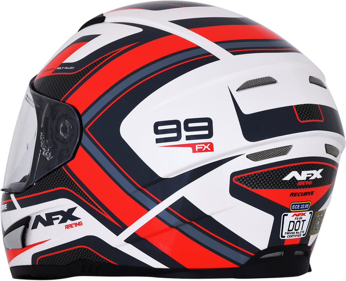 AFX FX-99 Motorcycle Helmet - Recurve - Pearl White/Red - Medium 0101-11127