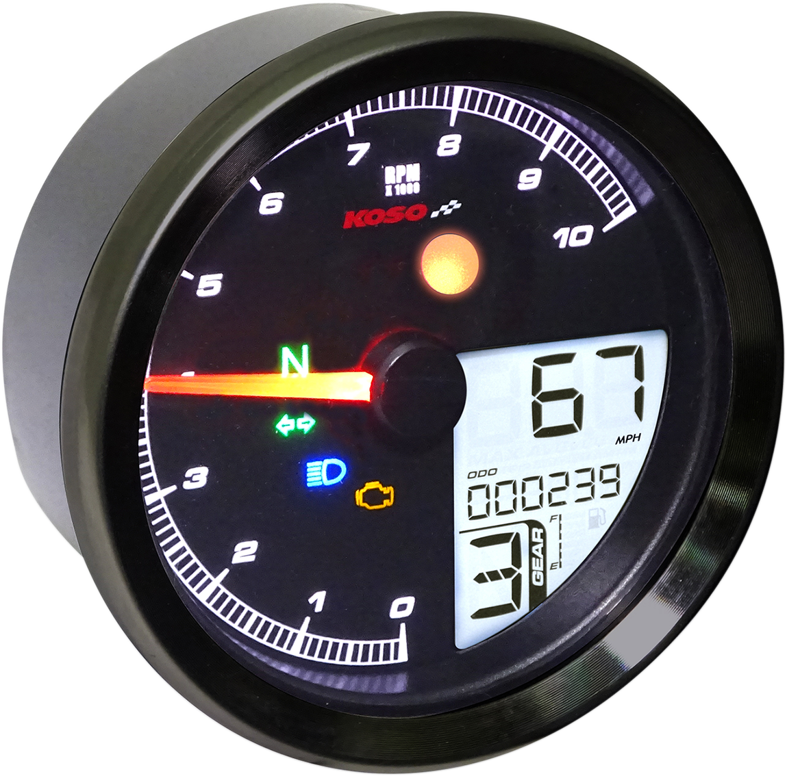 KOSO NORTH AMERICA TNT-04 Multi-Function Meter - Black Bezel - 3.30" Diameter x 2.19" D BA051411