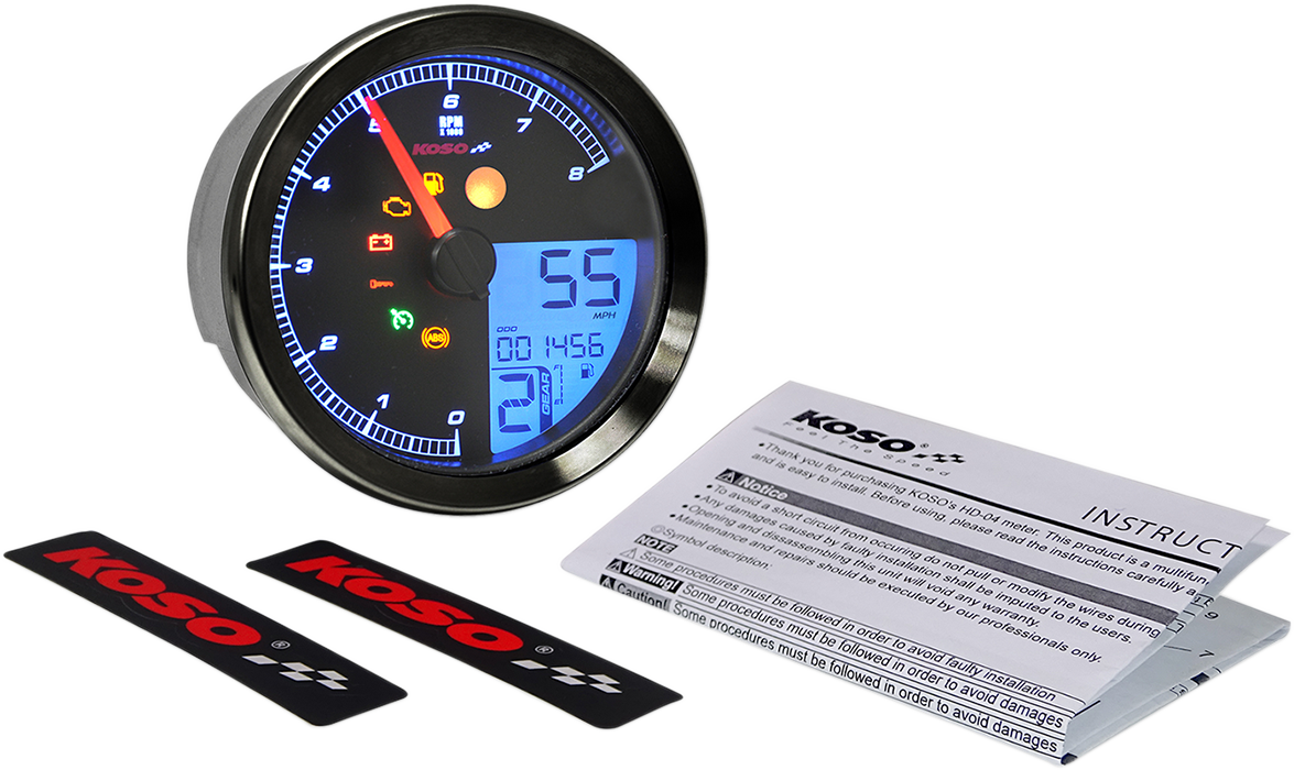 KOSO NORTH AMERICA Multi Function Speedometer/Tachometer - HD-04 - Black BA051211