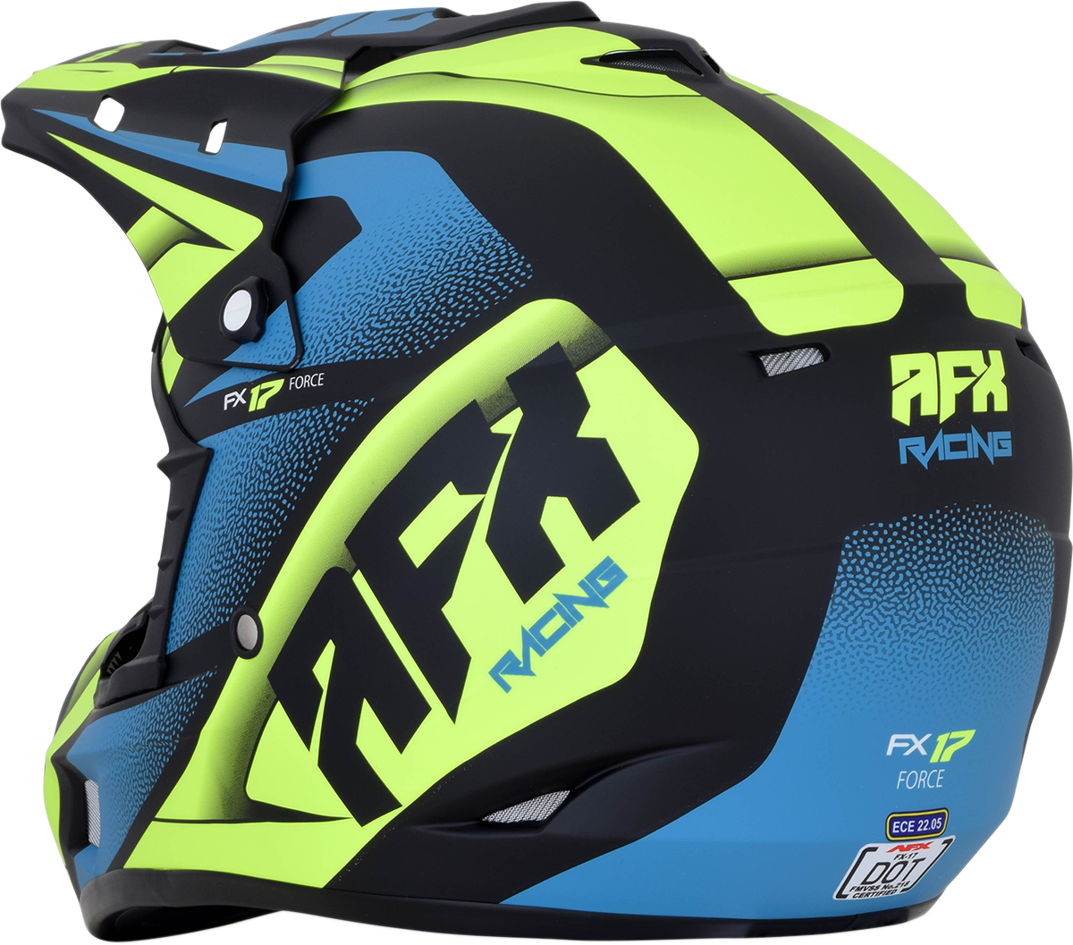 AFX FX-17 Motorcycle Helmet - Force - Matte Black/Green/Blue - Large 0110-5216