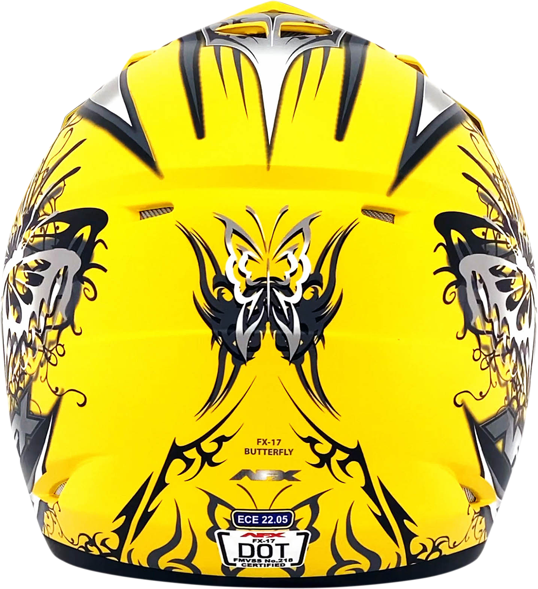 AFX FX-17 Motorcycle Helmet - Butterfly - Matte Yellow - Large 0110-7134