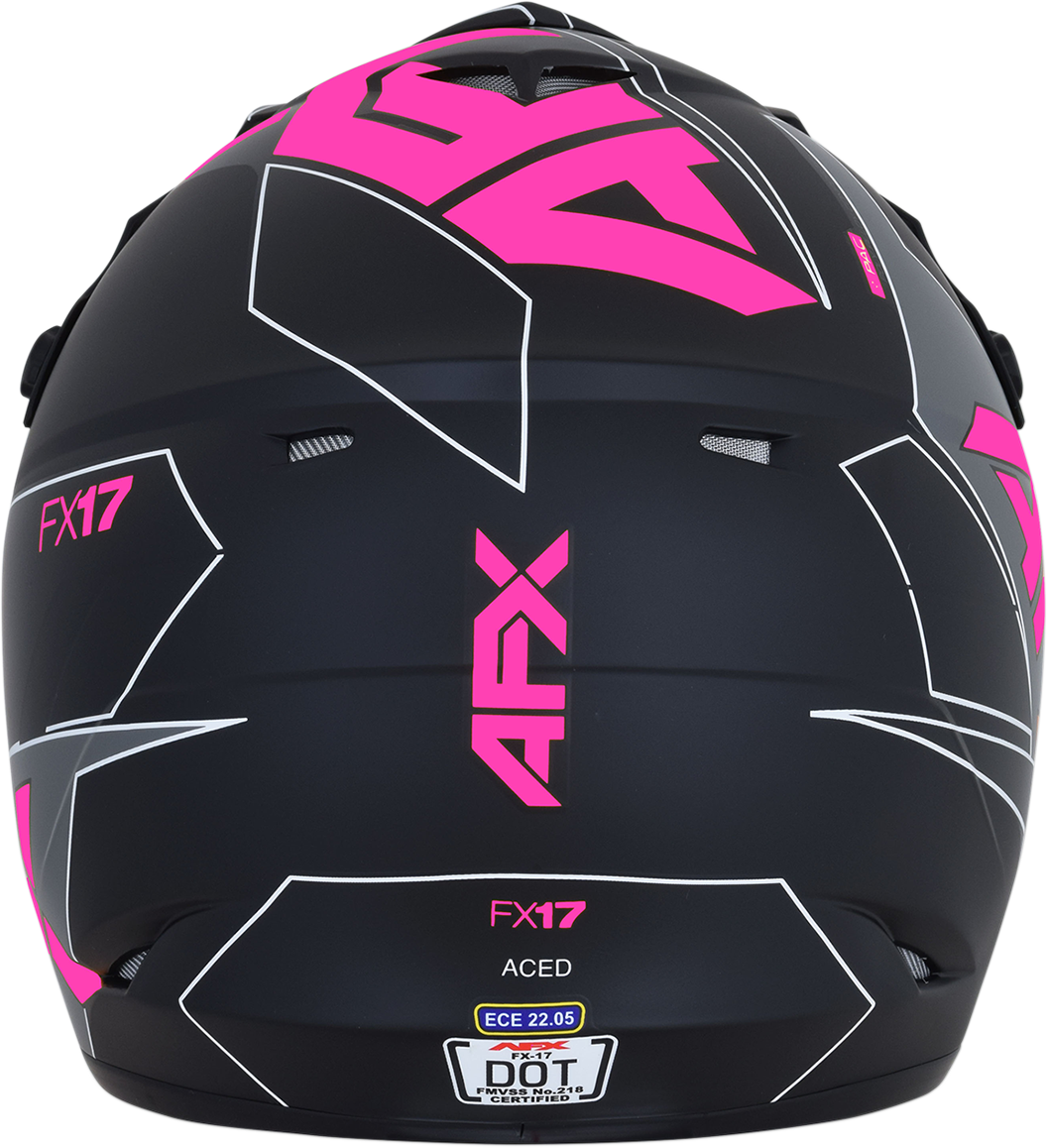 AFX FX-17 Motorcycle Helmet - Aced - Matte Black/Pink - Large 0110-6512