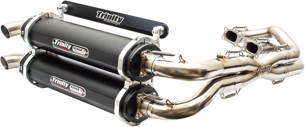 Polaris RZR XP 1000 2014-2023 Exhaust Trinity Racing Stage 5 Full System Dual Exhaust in Aluminum Black, Stainless Steel TR-4119D-BK