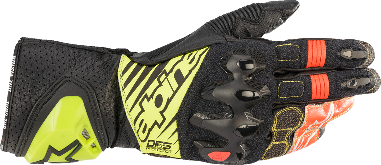 ALPINESTARS GP Tech V2 S Gloves - Black/Fluo Yellow/White/Fluo Red - Medium 3556422-1503-M