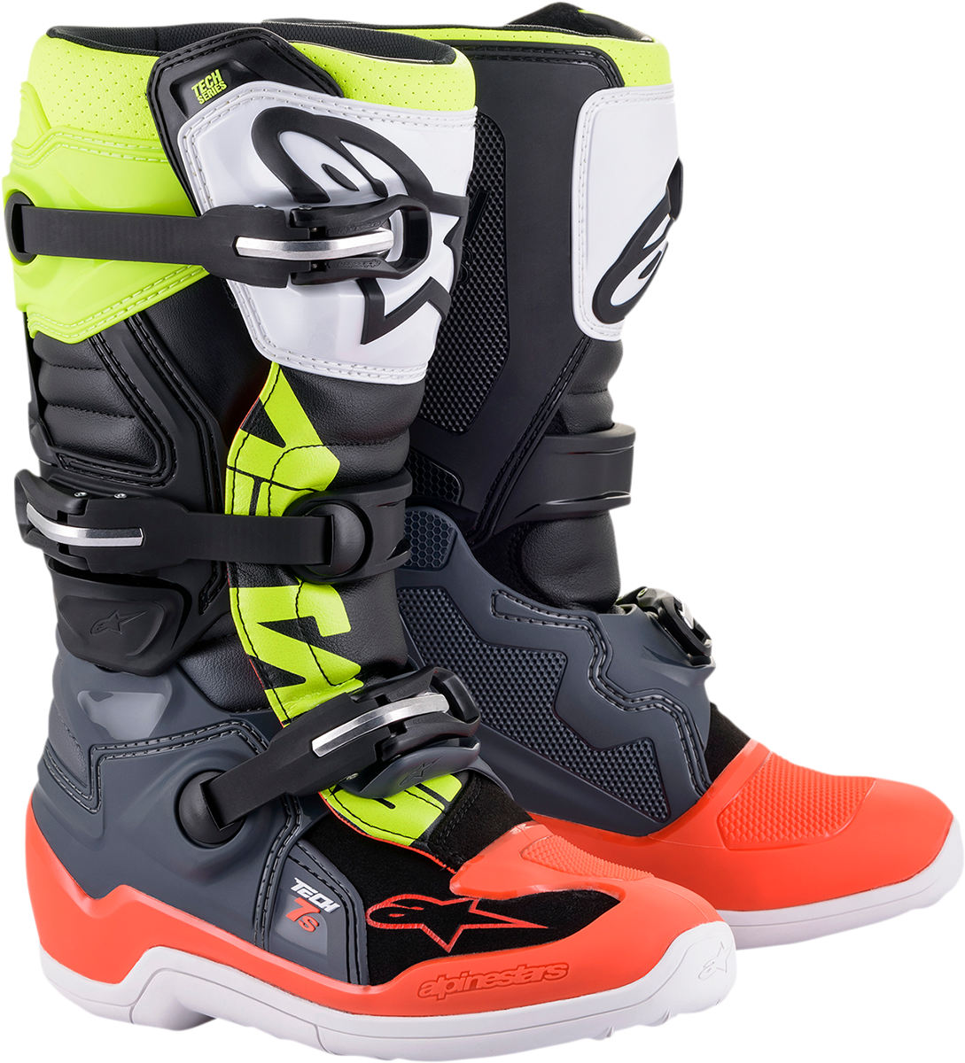 ALPINESTARS Youth Tech 7S Boots - Black/Gray/Red/White/Yellow - US 6 2015017-9058-6