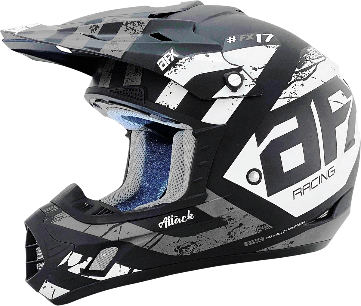 AFX FX-17Y Motorcycle Helmet - Attack - Matte Black/Silver - Large 0111-1401