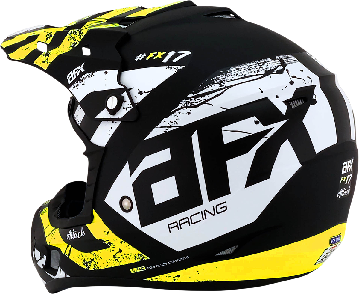 AFX FX-17 Motorcycle Helmet - Attack - Matte Black/Hi-Vis Yellow - XS 0110-7172