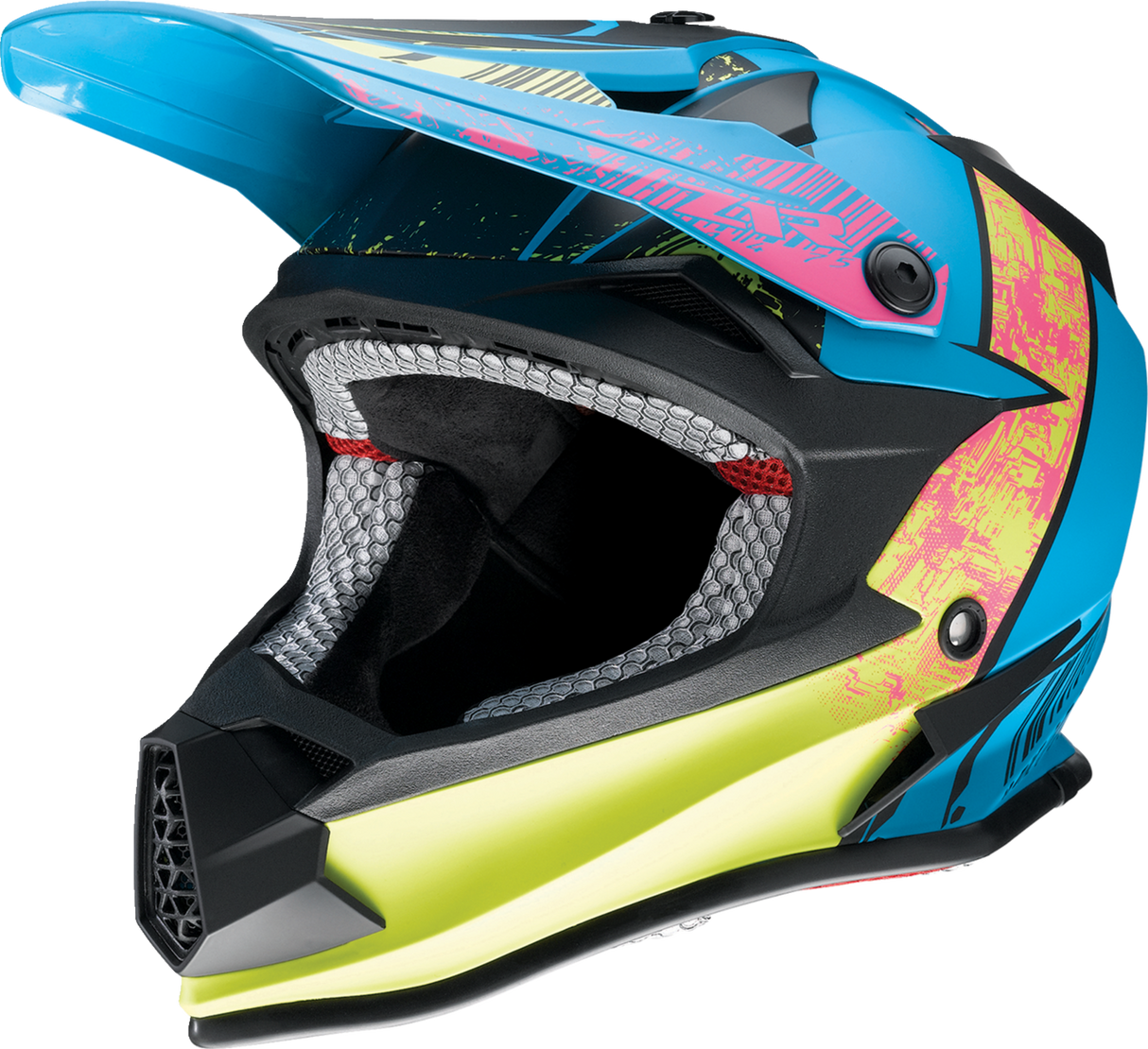 Z1R Youth F.I. Motorcycle Helmet - Fractal - MIPS - Matte Blue/Hi-Viz - Small 0111-1514