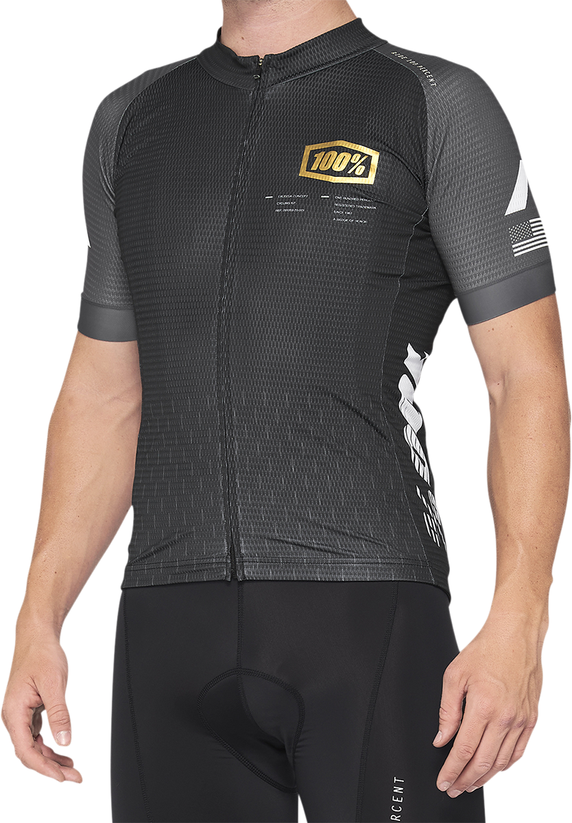 100% Exceeda Jersey - Short-Sleeve - Black/Charcoal - Medium 40051-00001