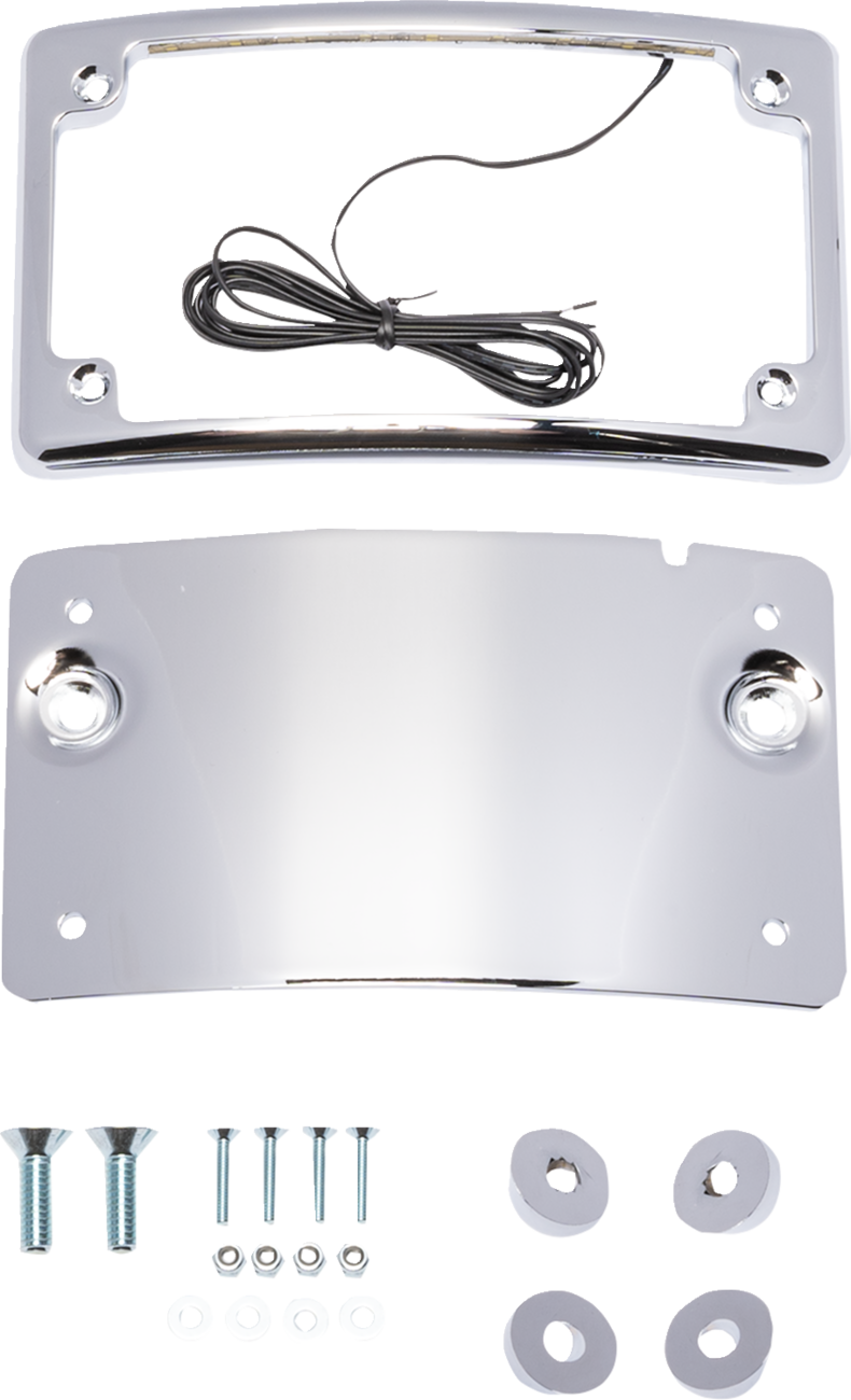 KODLIN MOTORCYCLE License Plate Kit - Curved - Chrome KUS20101