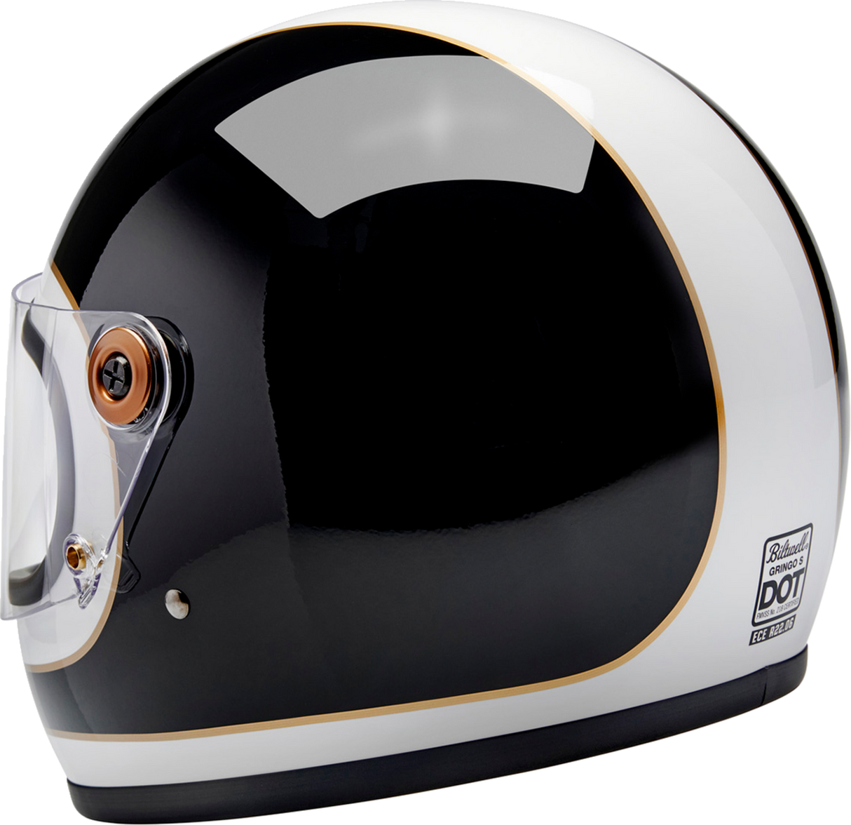 BILTWELL Gringo S Motorcycle Helmet - Gloss White/Black Tracker - XS 1003-566-501