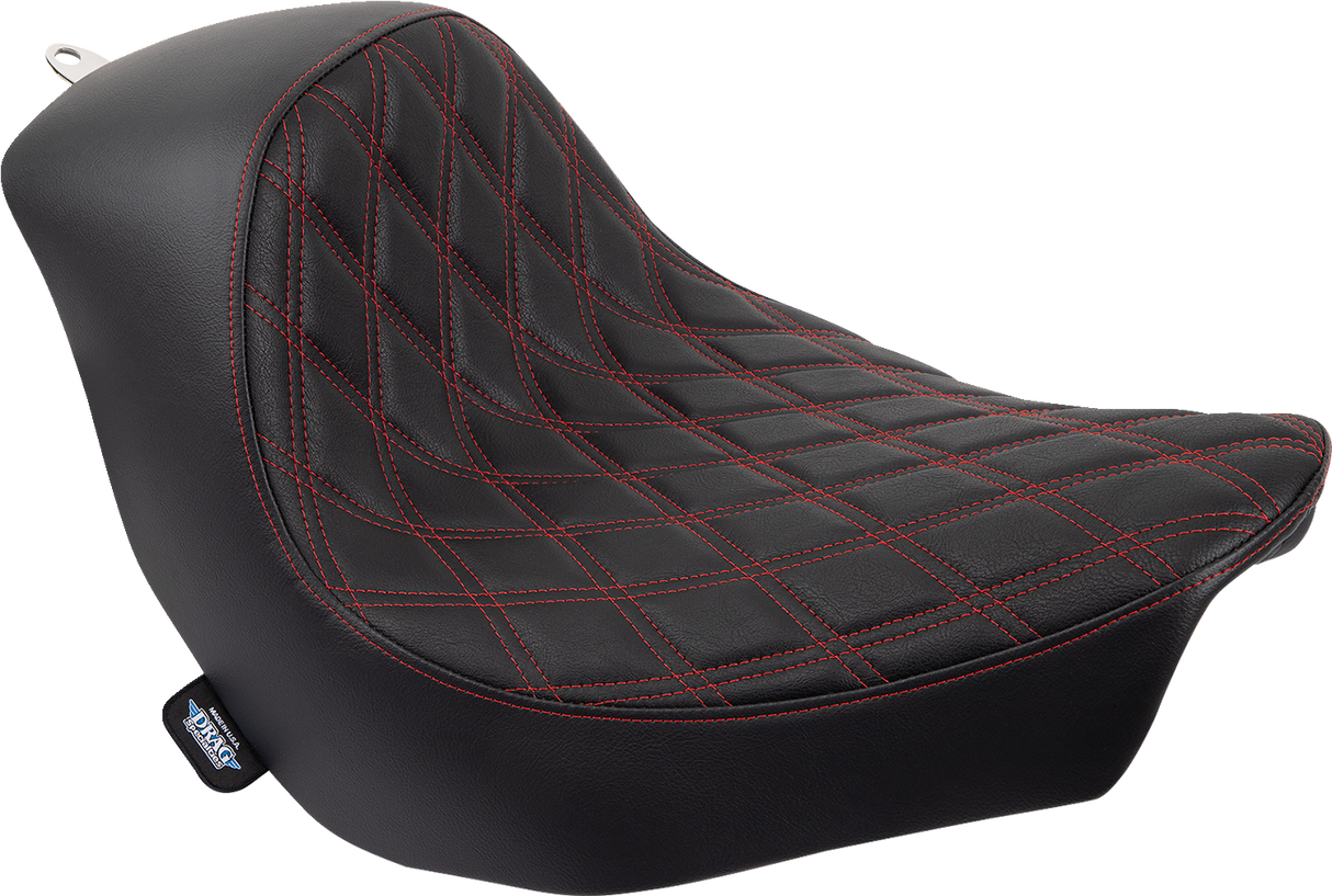 DRAG SPECIALTIES Solo Seat - Double Diamond - Red Stitching - '18-'22 FL/FX 0802-1515