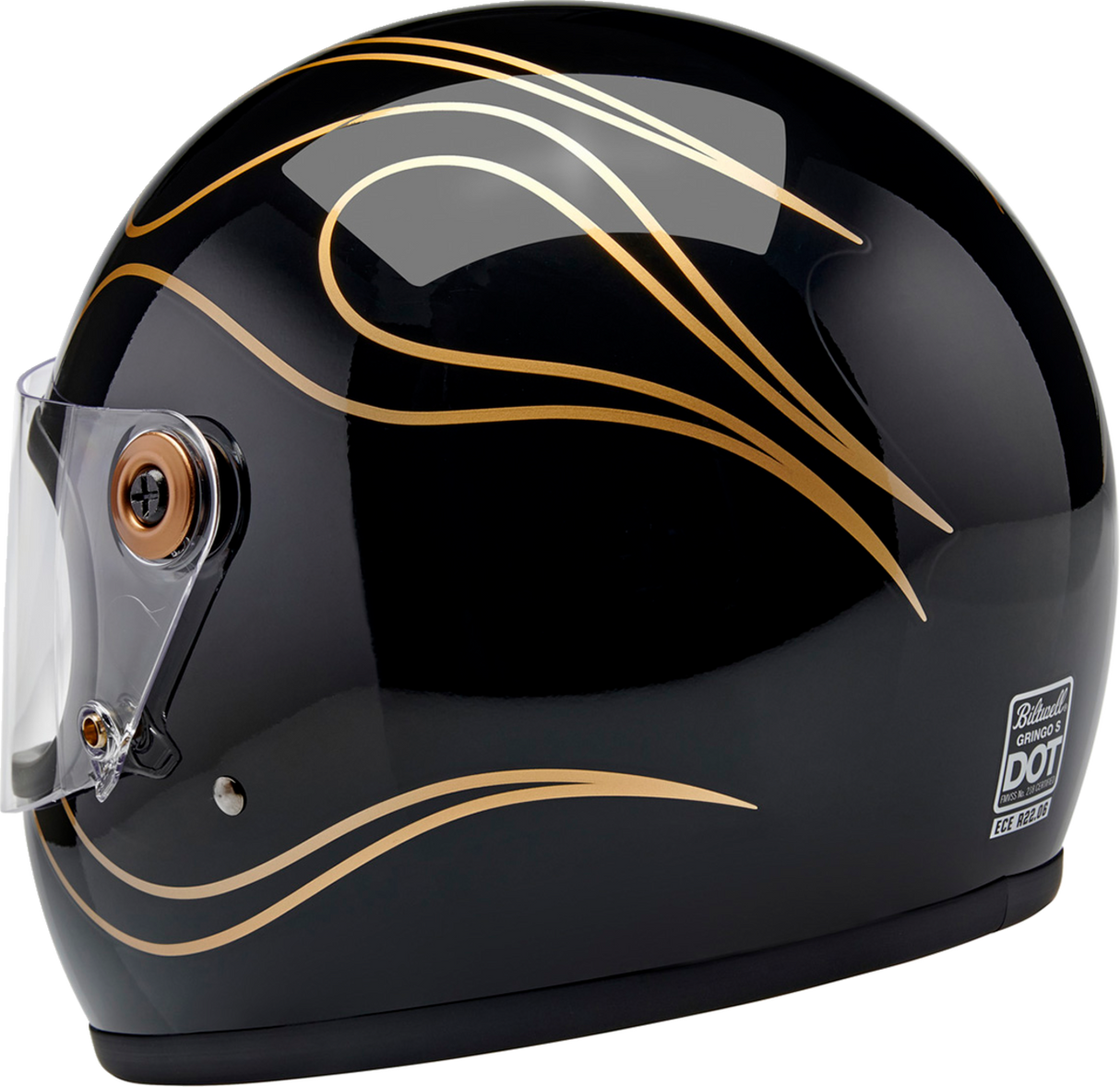 BILTWELL Gringo S Motorcycle Helmet - Gloss Black Flames - XS 1003-567-501