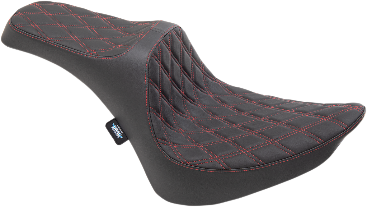 DRAG SPECIALTIES Predator III Seat - Double Diamond - Red Stitching 0802-1368