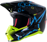 ALPINESTARS SM5 Motorcycle Helmet - Action - Gloss Black/Blue/Fluo Yellow - Small 8306122-1757-SM