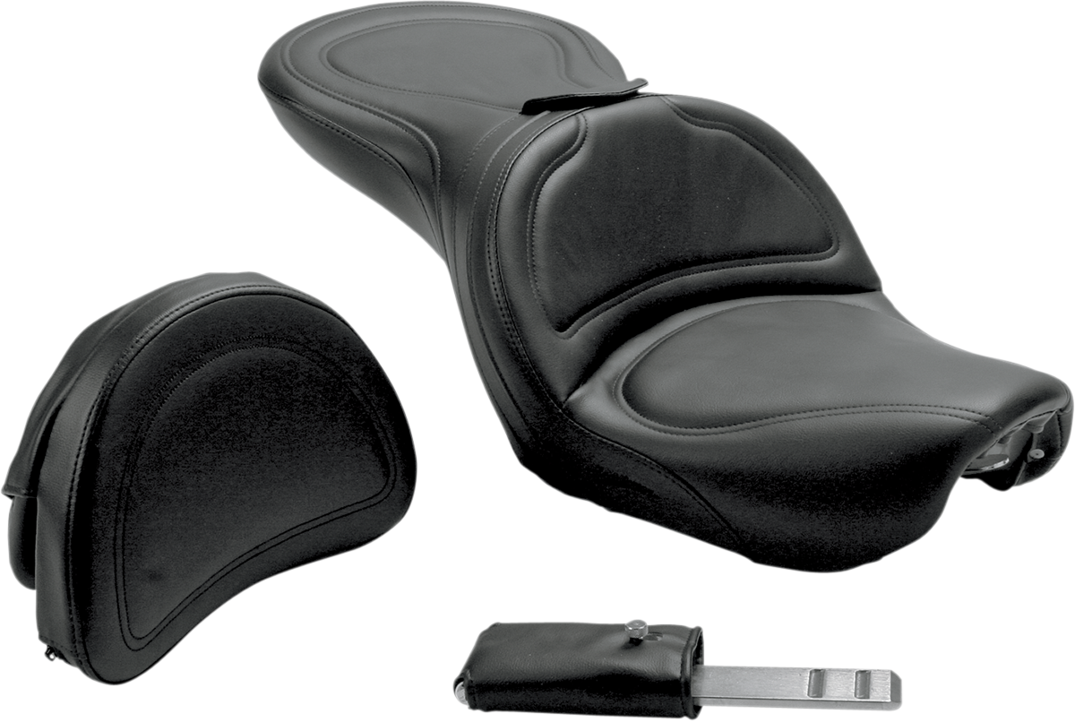 SADDLEMEN Seat - Explorer - With Backrest - Stitched - Black - FXD '04-'05 804-04-0301