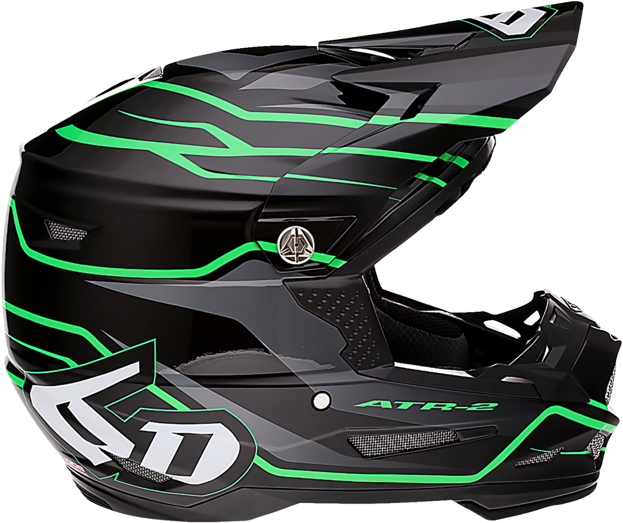 6D ATR-2 Motorcycle Helmet - Phase - Black/Green - 2XL 12-2849