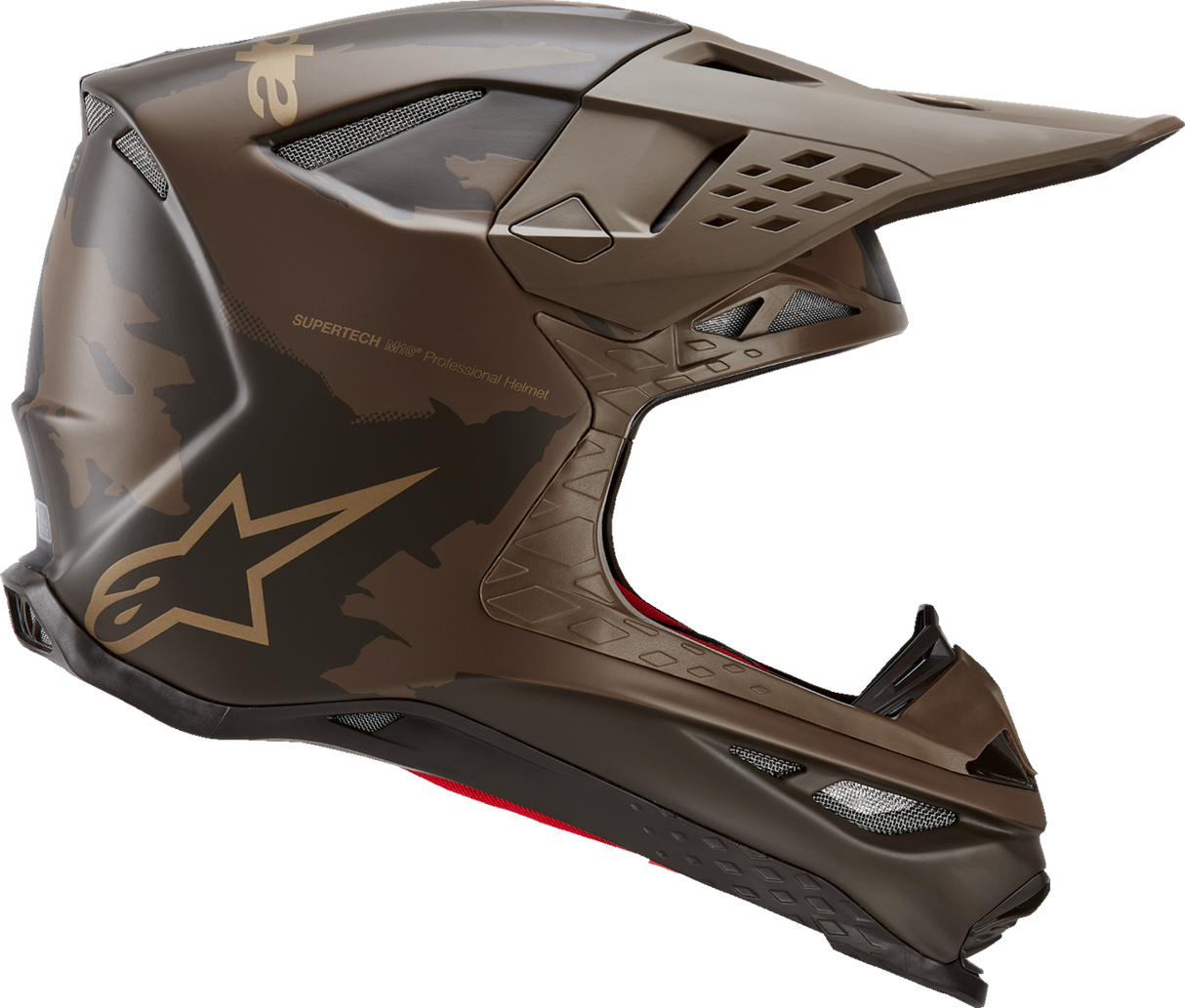 ALPINESTARS Supertech M10 Motorcycle Helmet - Squad - MIPS® - Dark Brown/Gold - Small 8302823-839-SM