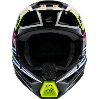 ALPINESTARS Youth SM3 Motorcycle Helmet - Wurx - Gloss Black/Yellow Fluo/Blue/Red Large 8302025-1574-YL